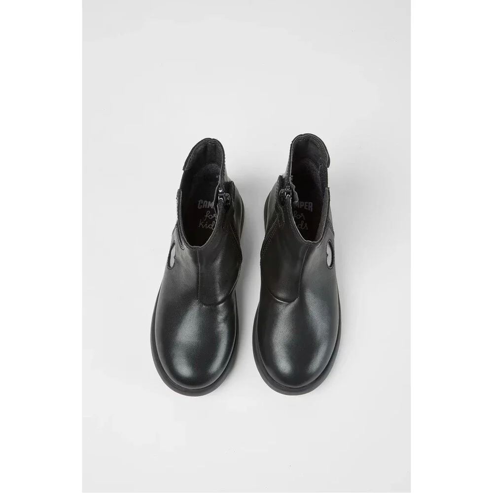 Camper Kids Duet  Chelsea Black Leather Ankle Boots Heart Details Sz 36